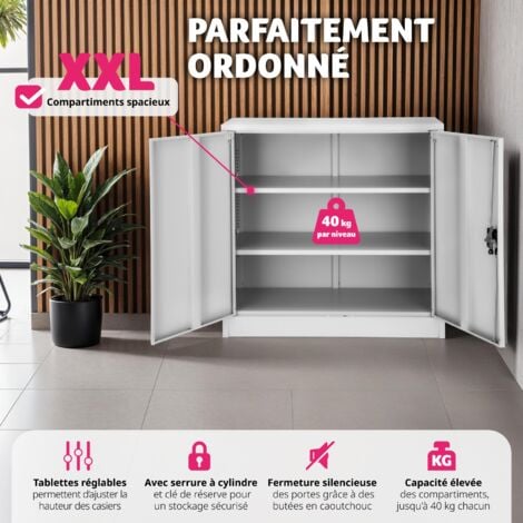 Armoire de classement en métal Verrouillable, deux clés incluses