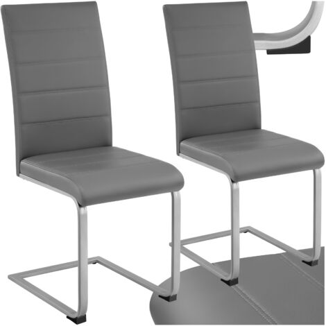 Ensemble de 2 chaises salle à manger en cuir synthétique gris