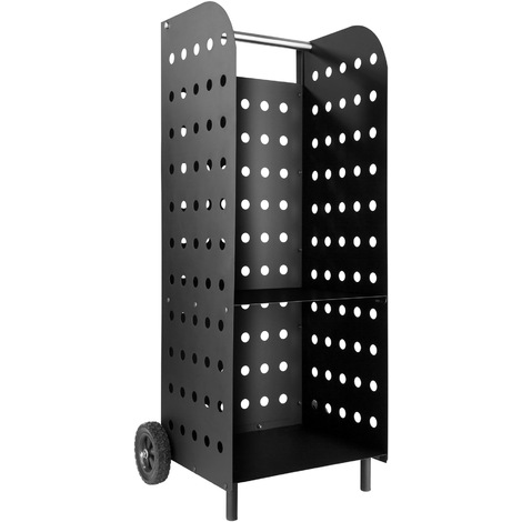 Outsunny Range-bûches porte bûches sur roulettes avec accessoires pelle  balai et tisonnier 37,5 x 37,5 x 80 cm noir