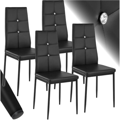 Ensemble 4 chaises salle à manger cuir synthétique paillettes noir