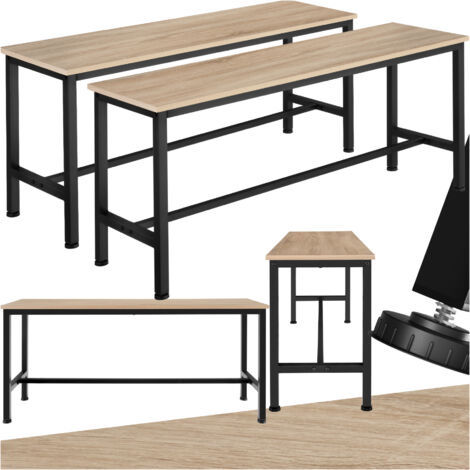 Lot de 2 bancs en panneau aggloméré 108x32,5x50cm bois clair