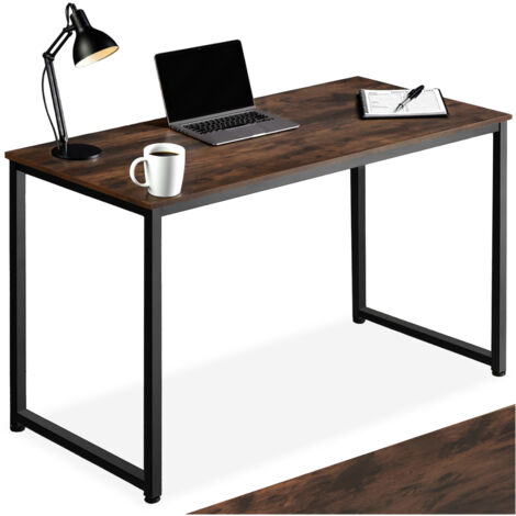 Bureau style industriel en panneau aggloméré bois foncé