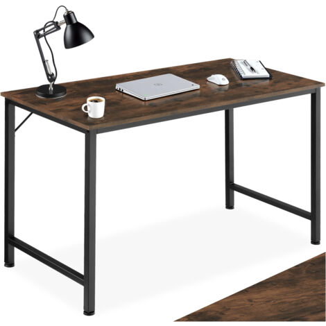 Bureau style industriel en panneau aggloméré bois foncé
