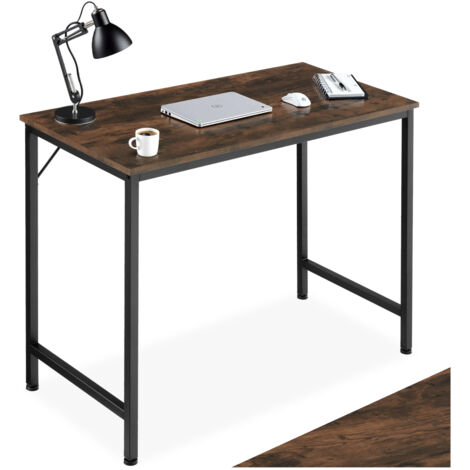 Bureau style industriel en panneau aggloméré bois foncé
