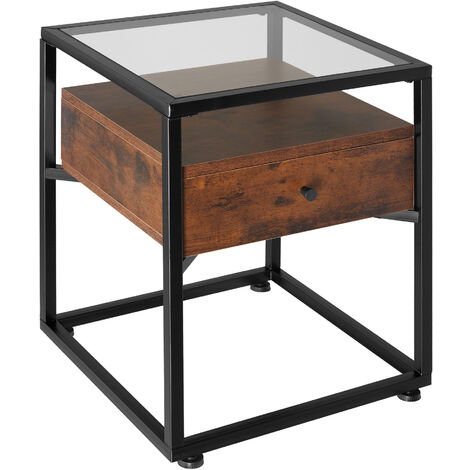 Table de chevet Style industriel 43 x 45 545 cm Bois foncé (1/5)