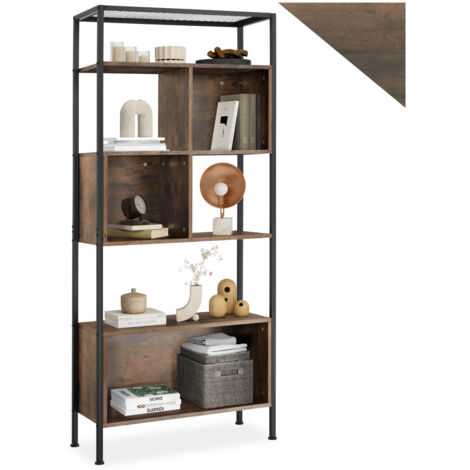 Étagère Style industriel anti-basculement 75x31x1705 cm bois foncé (1/5)