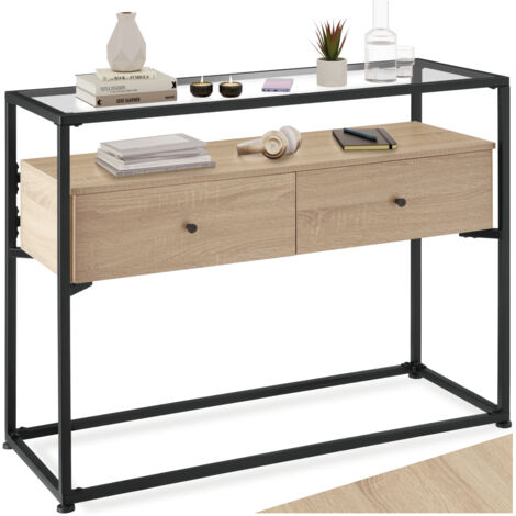 Table Console Style industriel 101,5 x 41,5 80,5 cm Bois clair (1/5)