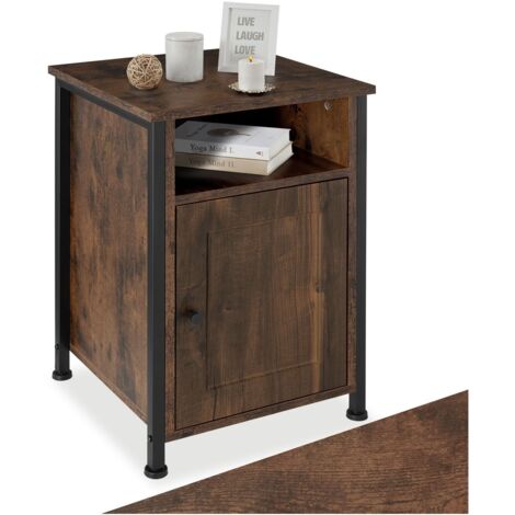 Table de chevet Style industriel 40 x 42 605 cm Bois foncé (1/5)