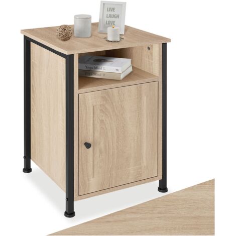 Table de chevet Style industriel 40 x 42 605 cm Bois clair (1/5)