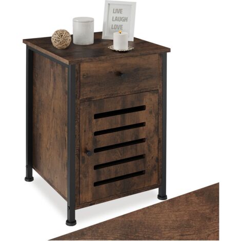 Table de chevet Style industriel 40 x 42 605 cm Bois foncé (1/5)