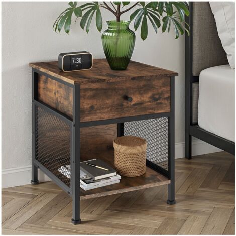Table de chevet Style industriel 45 x 46 555 cm Bois foncé