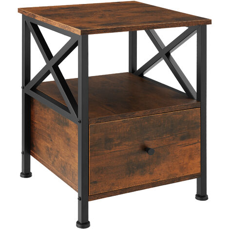Table de chevet Style industriel 40 x 415 555 cm Bois foncé (1/5)