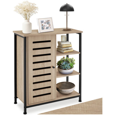 Buffet style industriel pieds réglables 70 x 32 82 cm bois clair (1/5)