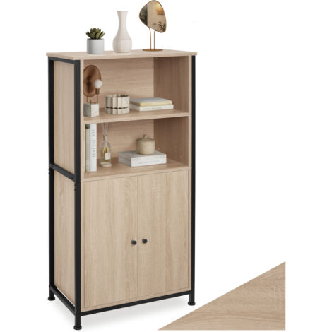 Buffet style industriel pieds réglables 60 x 38 125 cm bois clair (1/5)
