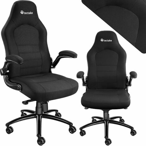 Tectake – Chaise de bureau ergonomique pivotante – Accoudoirs rabattables – Hauteur réglable 49-57cm – Rembourrage 7cm – Design élégant noir