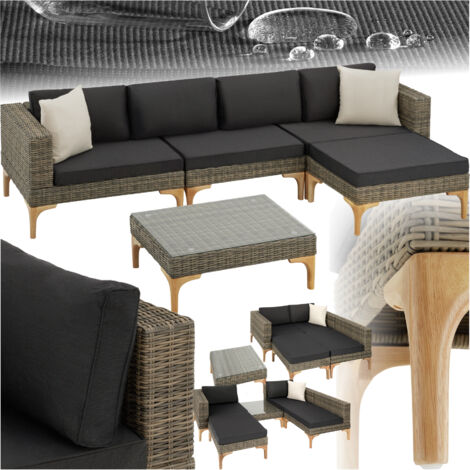 Salon en rotin avec cadre aluminium marron naturel (1/5)