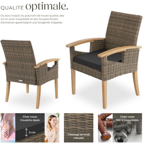Chaise en rotin avec cadre solide en bois Tressage à l'aspect naturel