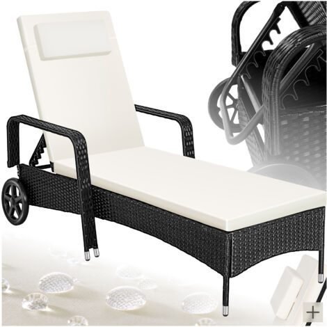 Bain de soleil en résine tressée et acier noir beige