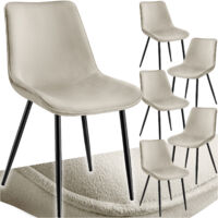 Lot de 6 chaises Rembourrées aspect velours assise Ergonomique crème