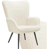 Fauteuil Rembourré avec revêtement bouclette ergonomique crème/noir