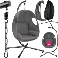 Fauteuil suspendu coussin d'assise épais pivotant 360° gris anthracite