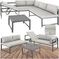 Lot de 3 pièces salon jardin aluminium gris 192x65x62cm