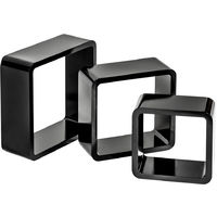 Lot de 3 Etagères Murales Design moderne Carré Cube 3 tailles différentes en Bois Noir - noir