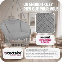 Fauteuil Hamac suspendu design 1 Place Extèrieur Intèrieur avec Coussin confortable en Coton Gris - gris