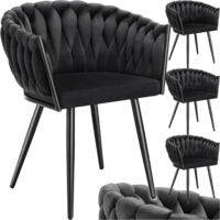 Lot 4 chaises de salle à manger en velours design noué noires