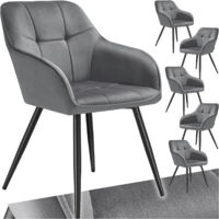 Lot 6 chaises rembourrées en velours matelassé et dossier continu gris