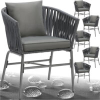 Ensemble de 6 chaises effet corde tressée avec housses amovibles gris