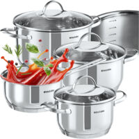 Batterie de cuisine en acier inoxydable 7 pièces pour induction