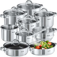 Batterie de cuisine 15 pièces en acier inoxydable pour induction