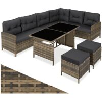 Canapé de jardin lounge en rotin 6-8 places marron naturel