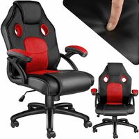 Chaise de bureau gaming ergonomique en cuir synthétique noir et rouge