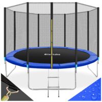 Trampoline 396 cm de diamètre en acier noir et bleu