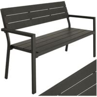 Banc de jardin 2 places aluminium résistant intempéries gris foncé