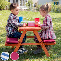 Banc de pique-nique avec coussins pour enfants - meubles camping enfants, banc de camping enfants, banc meuble jardin enfant - rouge