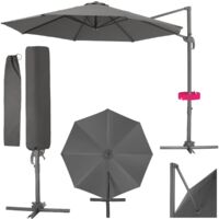 Parasol de jardin inclinable aluminium à pied Ø 300 cm housse gris