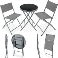 Ensemble table et chaises de jardin DUSSELDORF - mobilier de jardin, meuble de jardin, salon de jardin - gris