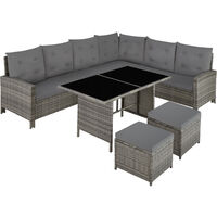 Canapé de jardin BARLETTA modulable - table de jardin, mobilier de jardin, fauteuil de jardin - gris/beige