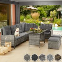 Canapé de jardin BARLETTA modulable - table de jardin, mobilier de jardin, fauteuil de jardin - gris/beige