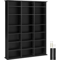 Étagère DVD CD panneau de fibres réglable 105,5x19x136,5cm noir