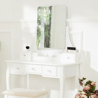 Coiffeuse CLAIRE avec miroir 5 tiroirs - table de maquillage, meuble coiffeuse, coiffeuse meuble - blanc