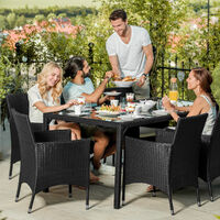 Salon de jardin 6 places avec housse de protection - mobilier de jardin, meuble de jardin, ensemble table et chaises de jardin - gris clair
