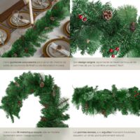 Guirlande De Noël Tectake 2.7m Avec Boules Et Pommes De Pin - Décoration Intérieure, Branches Artificielles, Vert