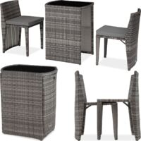 Salon de jardin pliable en polyéthylène et aluminium gris