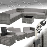 Canapé de jardin lounge pour 6 places en acier gris