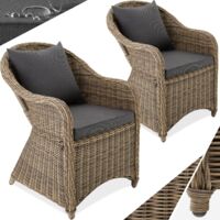 Lot de 2 fauteuils jardin résine tressée aluminium marron naturel