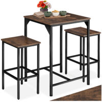 Lot de bar 3 parties table tabourets en panneau aggloméré bois foncé